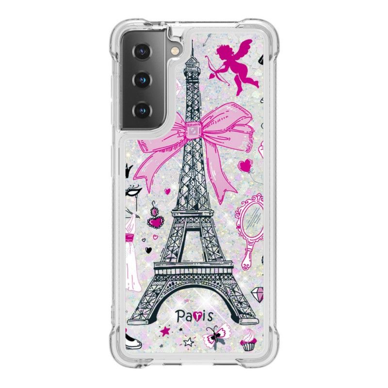 Hoesje voor Samsung Galaxy S21 5G De Eiffeltoren Glitter