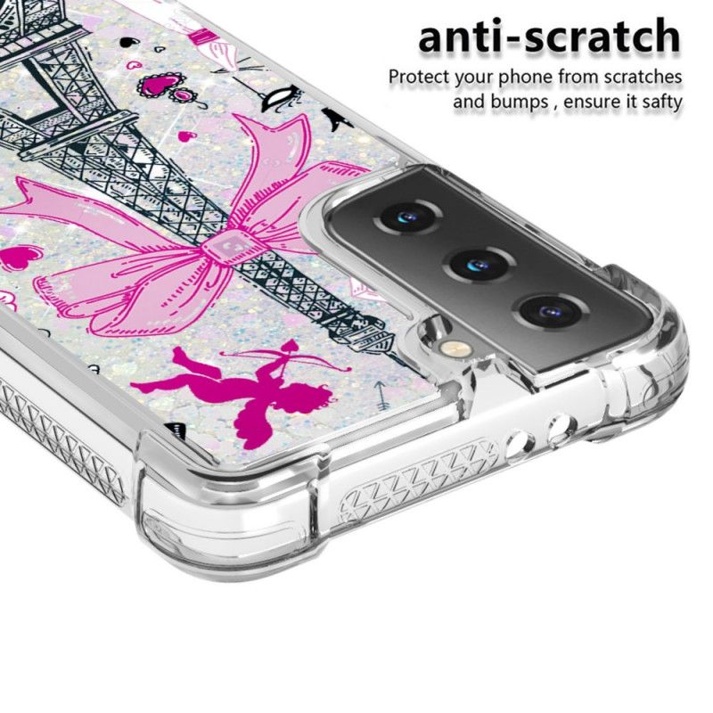 Hoesje voor Samsung Galaxy S21 5G De Eiffeltoren Glitter