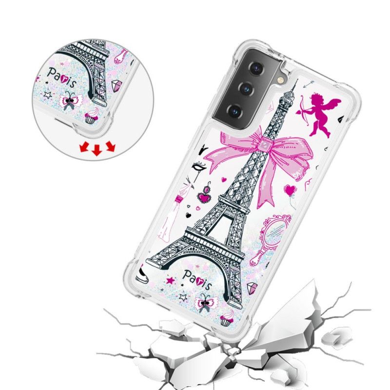 Hoesje voor Samsung Galaxy S21 5G De Eiffeltoren Glitter