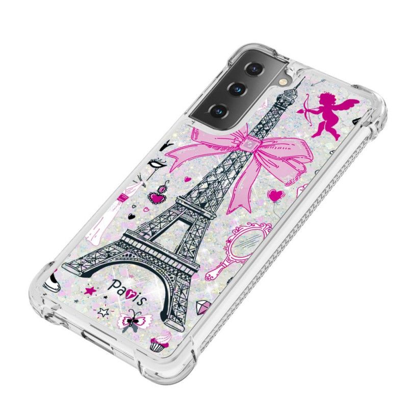 Hoesje voor Samsung Galaxy S21 5G De Eiffeltoren Glitter