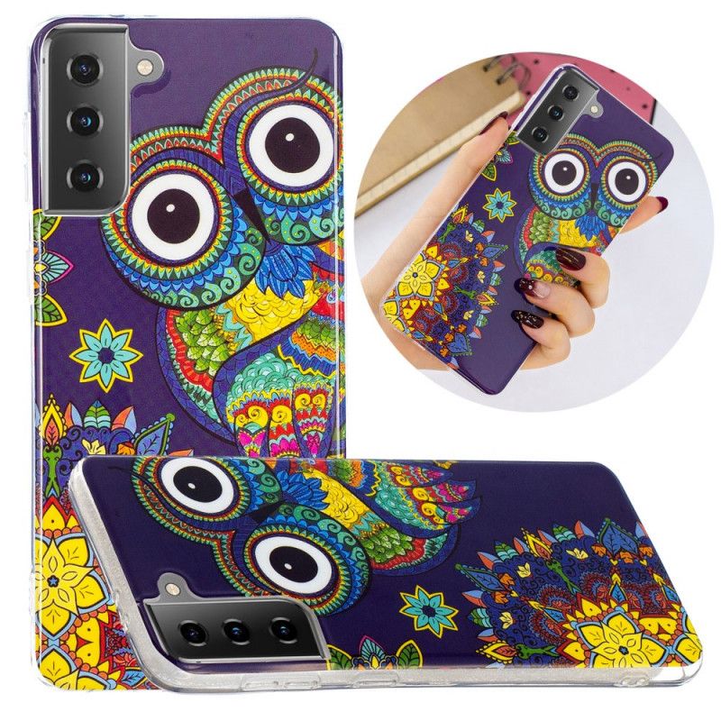 Hoesje voor Samsung Galaxy S21 5G Fluorescerende Mandala-Uil