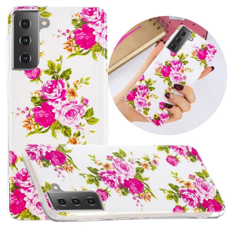 Hoesje voor Samsung Galaxy S21 5G Fluorescerende Vrijheidsbloemen