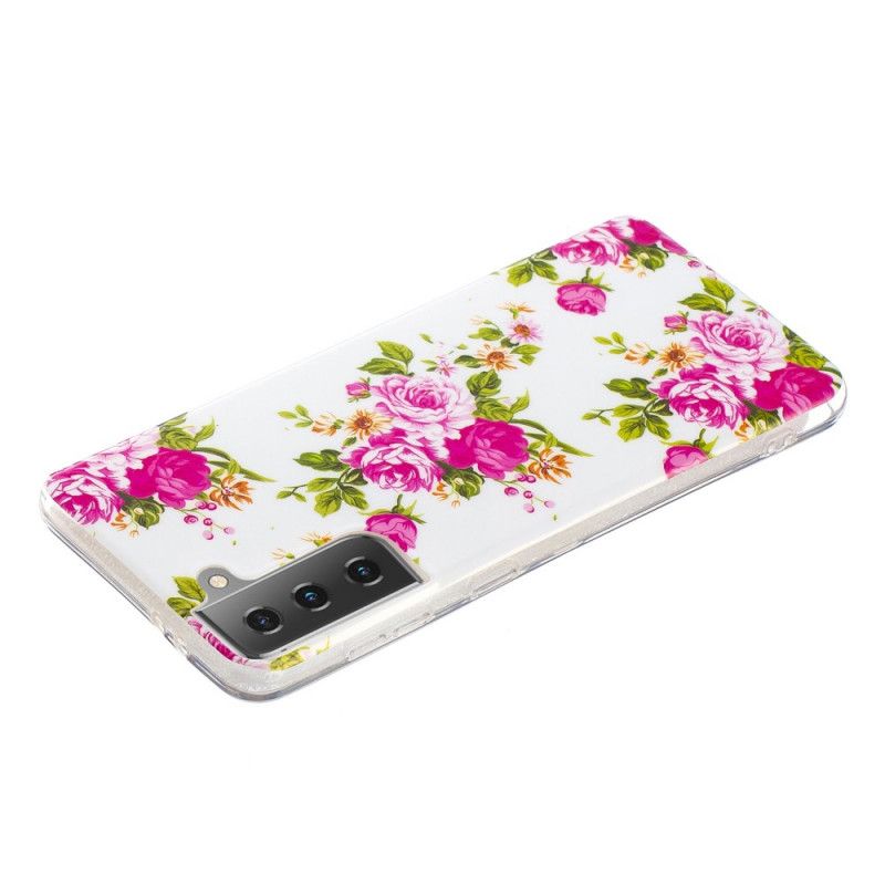 Hoesje voor Samsung Galaxy S21 5G Fluorescerende Vrijheidsbloemen