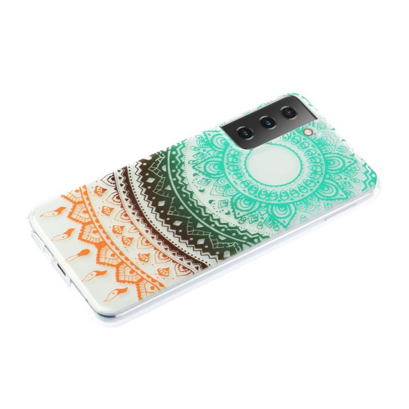 Hoesje voor Samsung Galaxy S21 5G Groen Zwart Transparante Bloemenmandala