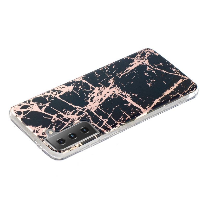 Hoesje voor Samsung Galaxy S21 5G Roze Zwart Ultra Designer Marmer