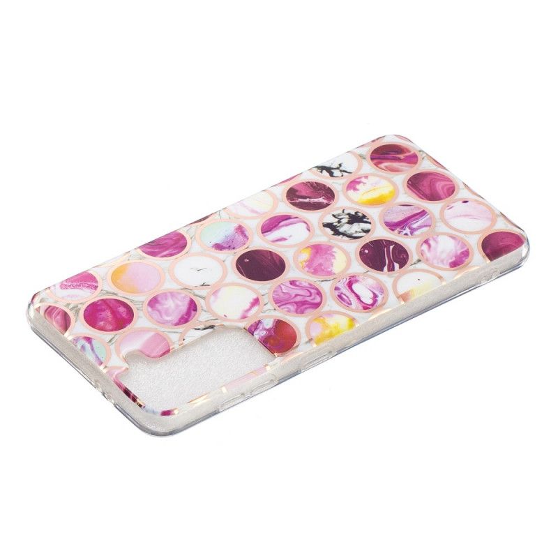 Hoesje voor Samsung Galaxy S21 5G Wit Zwart Geometrisch Marmer