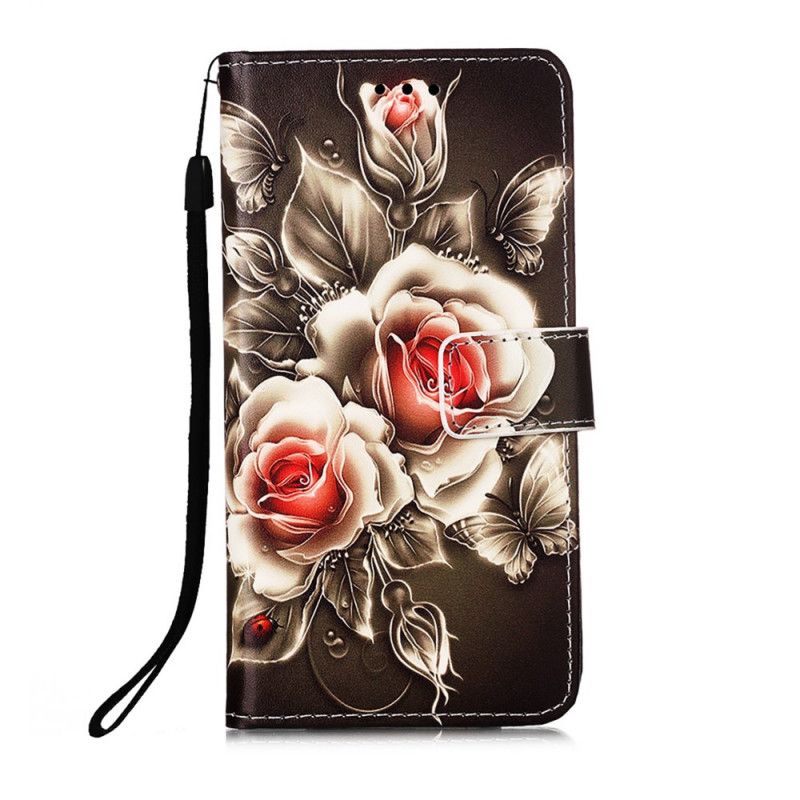 Leren Hoesje Samsung Galaxy S21 5G Gouden Rozen