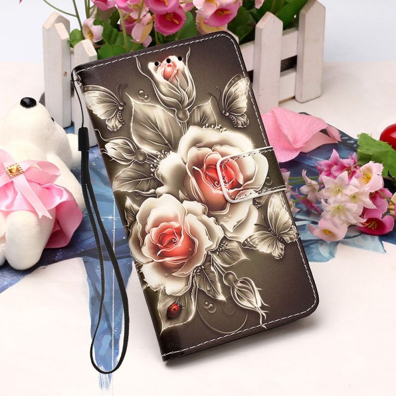 Leren Hoesje Samsung Galaxy S21 5G Gouden Rozen