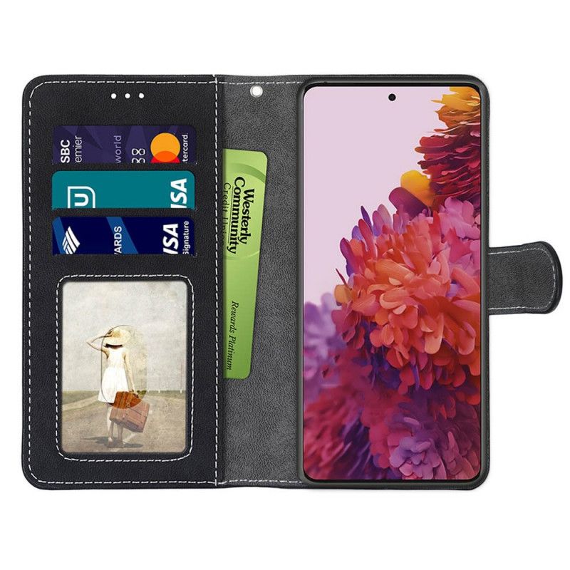 Leren Hoesje Samsung Galaxy S21 5G Grijs Zwart Vintage Nieuwe Kleuren Kunstleer