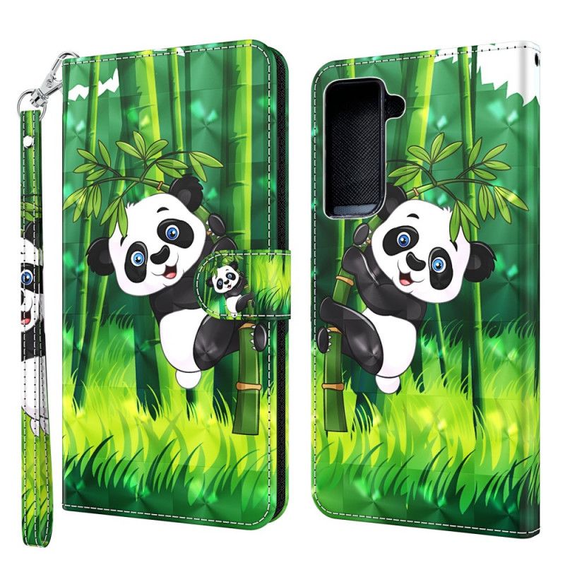 Leren Hoesje Samsung Galaxy S21 5G Panda En Bamboe