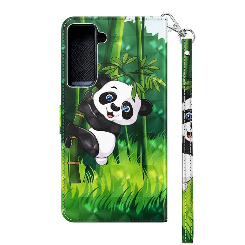 Leren Hoesje Samsung Galaxy S21 5G Panda En Bamboe