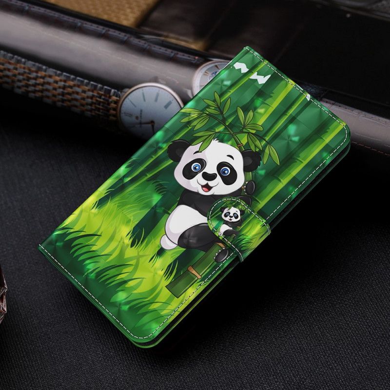 Leren Hoesje Samsung Galaxy S21 5G Panda En Bamboe