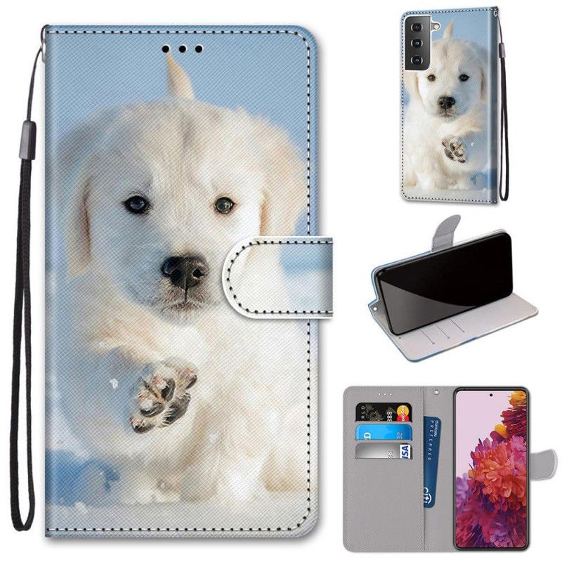 Leren Hoesje Samsung Galaxy S21 5G Schattige Hond