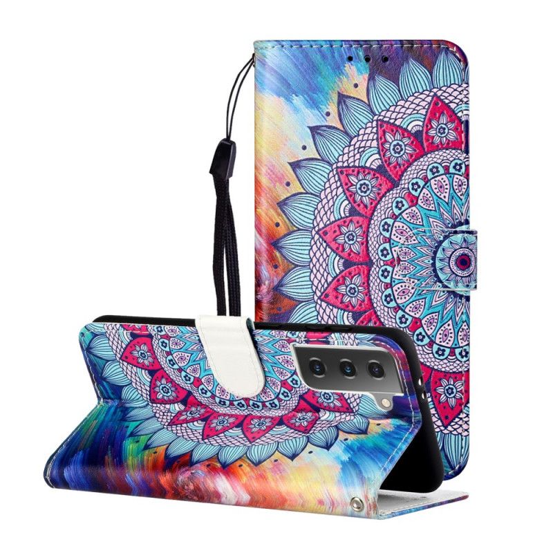 Leren Hoesje Samsung Galaxy S21 5G Telefoonhoesje Koning Mandala