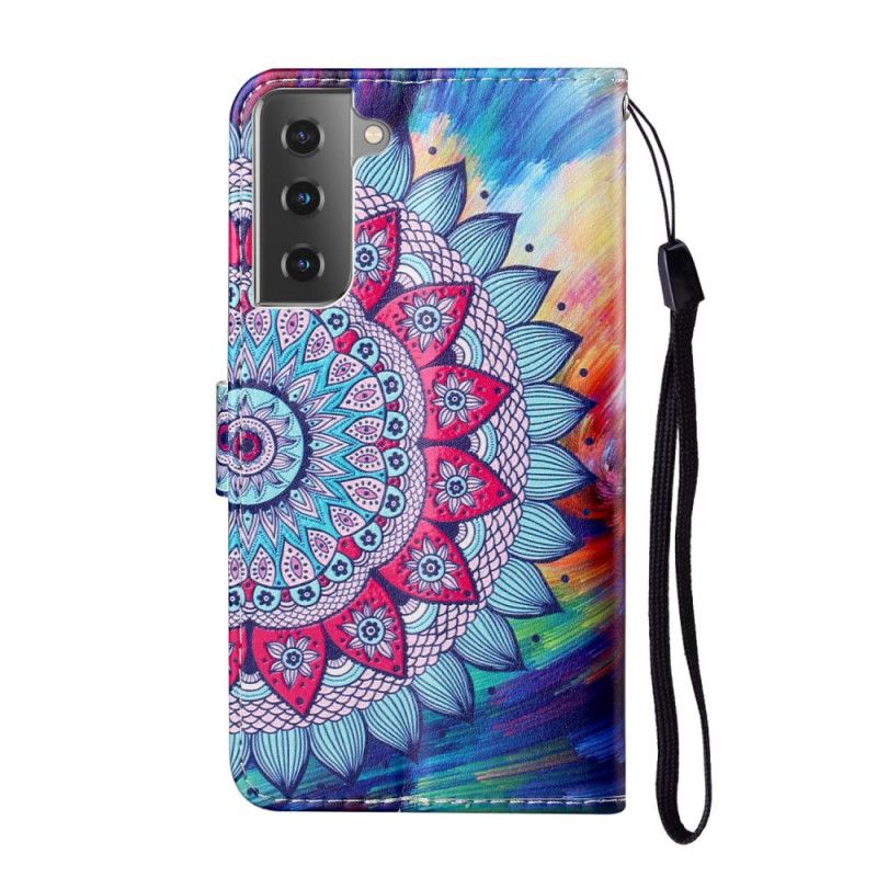 Leren Hoesje Samsung Galaxy S21 5G Telefoonhoesje Koning Mandala