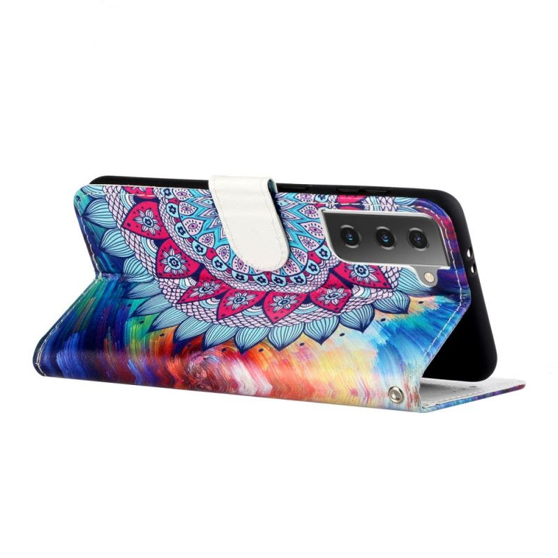 Leren Hoesje Samsung Galaxy S21 5G Telefoonhoesje Koning Mandala