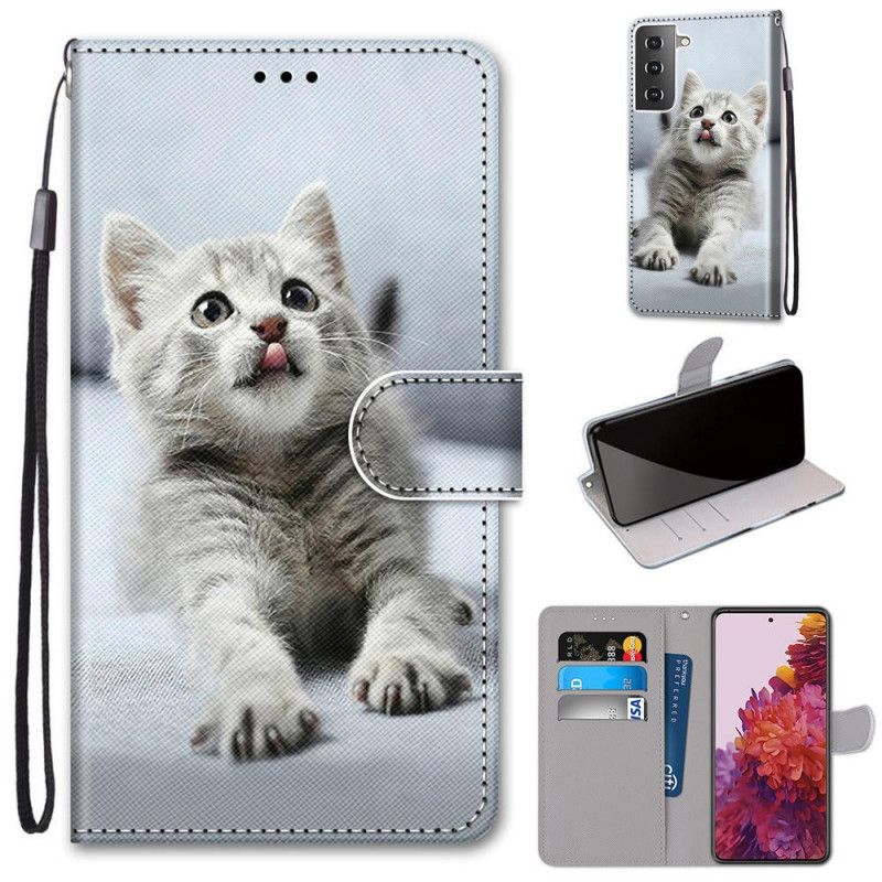 Leren Hoesje Samsung Galaxy S21 5G Wit Zwart De Mooiste Katten