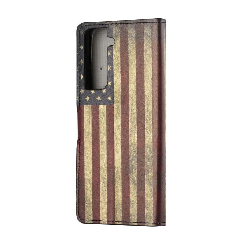 Leren Hoesje voor Samsung Galaxy S21 5G Amerikaanse Vlag