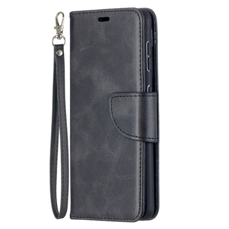 Leren Hoesje voor Samsung Galaxy S21 5G Grijs Zwart Gladde Schuine Flap