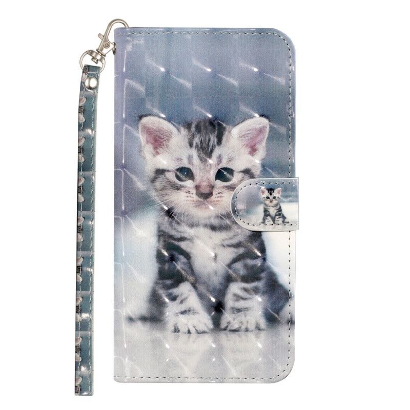 Leren Hoesje voor Samsung Galaxy S21 5G Kitten Light Spots Met Riempje