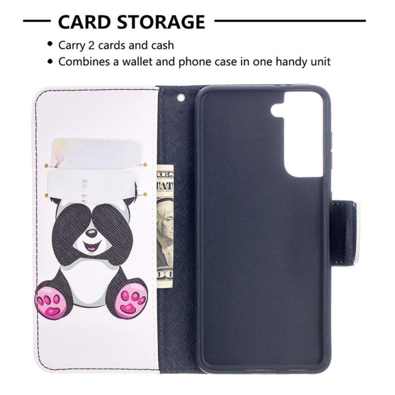 Leren Hoesje voor Samsung Galaxy S21 5G Leuke Panda