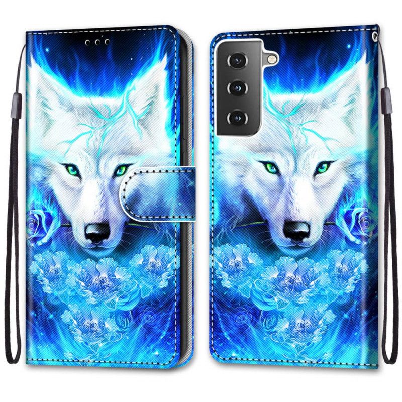 Leren Hoesje voor Samsung Galaxy S21 5G Magische Wolf