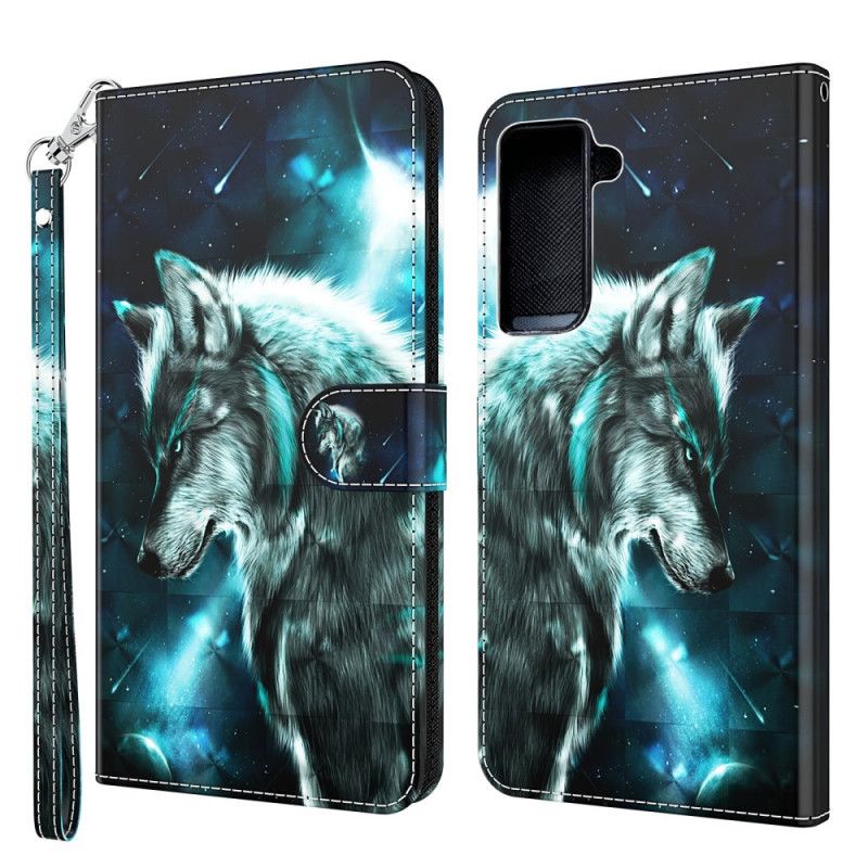 Leren Hoesje voor Samsung Galaxy S21 5G Majestueuze Wolf