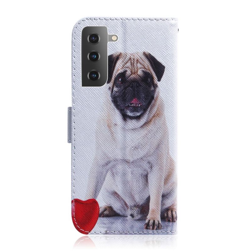 Leren Hoesje voor Samsung Galaxy S21 5G Mopshond