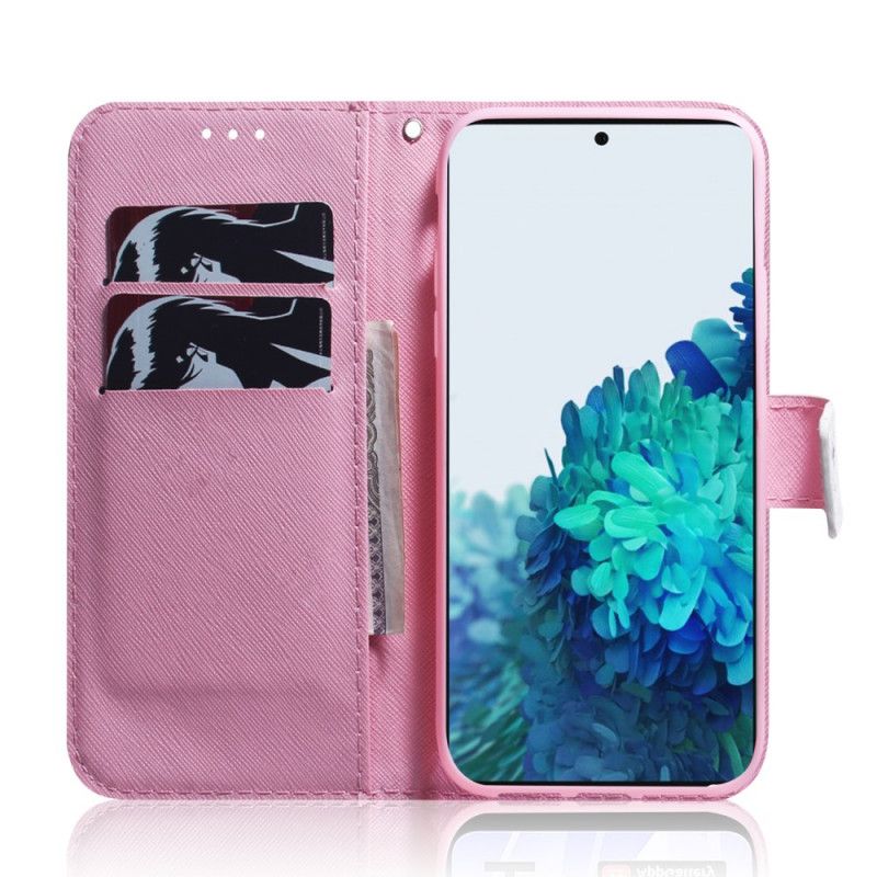 Leren Hoesje voor Samsung Galaxy S21 5G Oud Roze Bloem