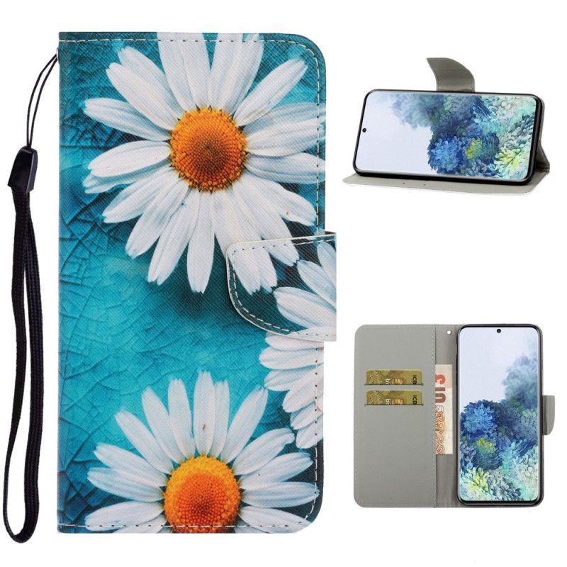 Leren Hoesje voor Samsung Galaxy S21 5G String Madeliefjes