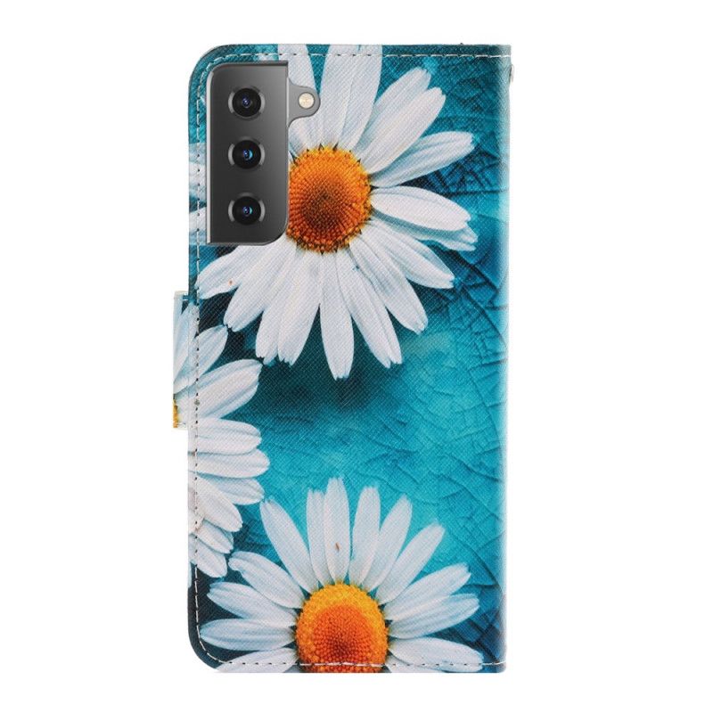 Leren Hoesje voor Samsung Galaxy S21 5G String Madeliefjes