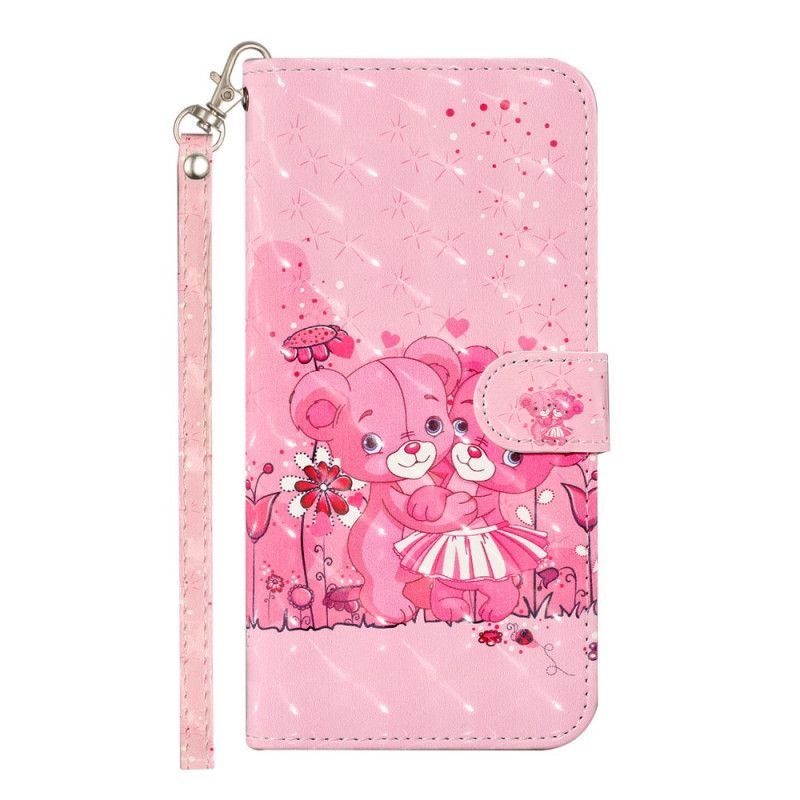 Leren Hoesje voor Samsung Galaxy S21 5G Teddyberen Lichte Vlekjes Met String