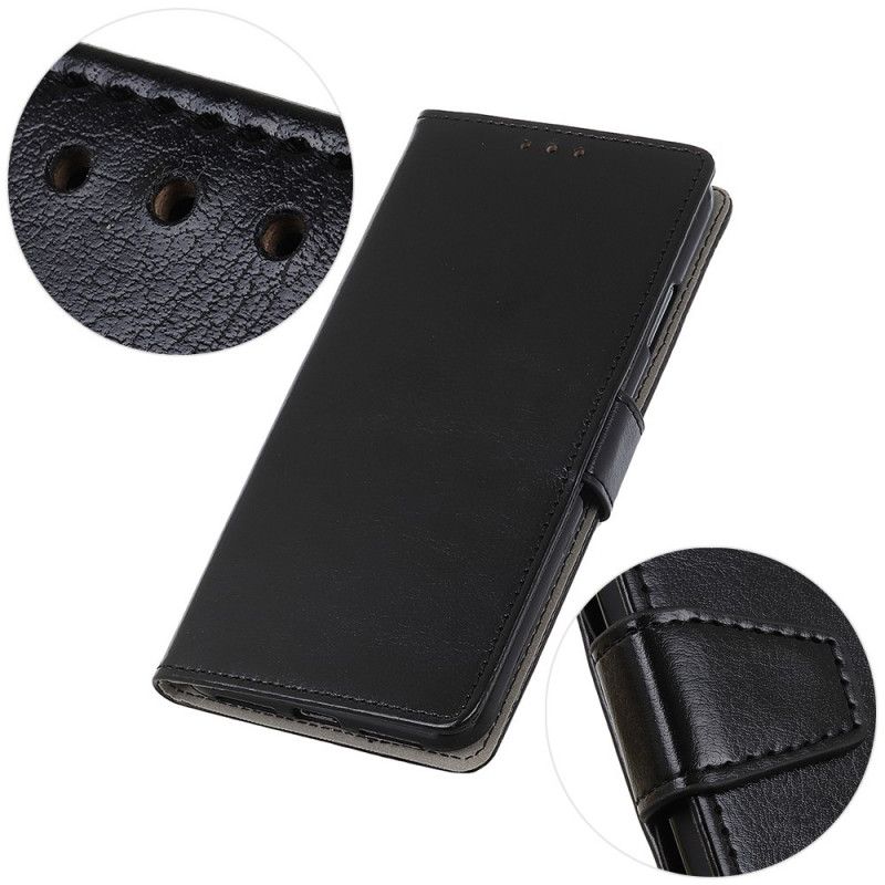 Leren Hoesje voor Samsung Galaxy S21 5G Wit Zwart Eenvoudig Glanzend Leereffect