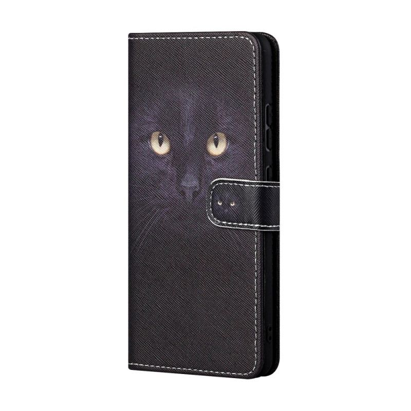 Leren Hoesje voor Samsung Galaxy S21 5G Zwarte Kattenogen Met String