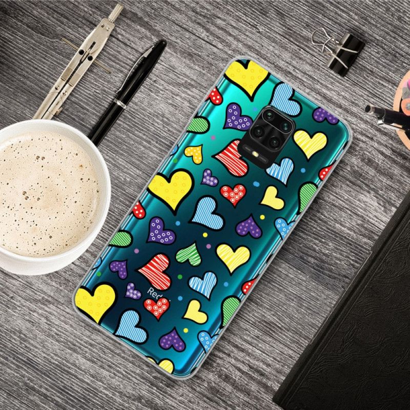 Case Hoesje Xiaomi Redmi Note 9S / Note 9 Pro Telefoonhoesje Veelkleurige Harten