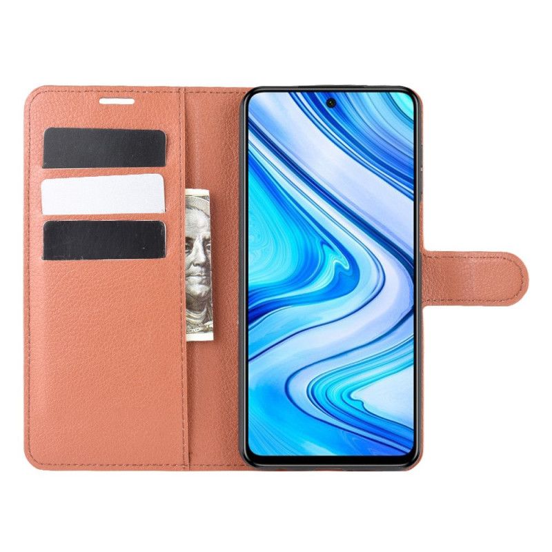 Cover Folio-hoesje Xiaomi Redmi Note 9S / Note 9 Pro Wit Zwart Telefoonhoesje Klassiek Kunstleer