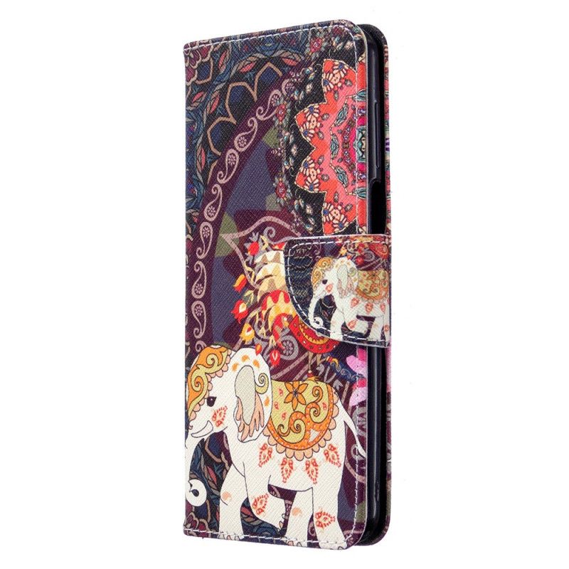 Flip Case Leren Xiaomi Redmi Note 9S / Note 9 Pro Indische Olifanten