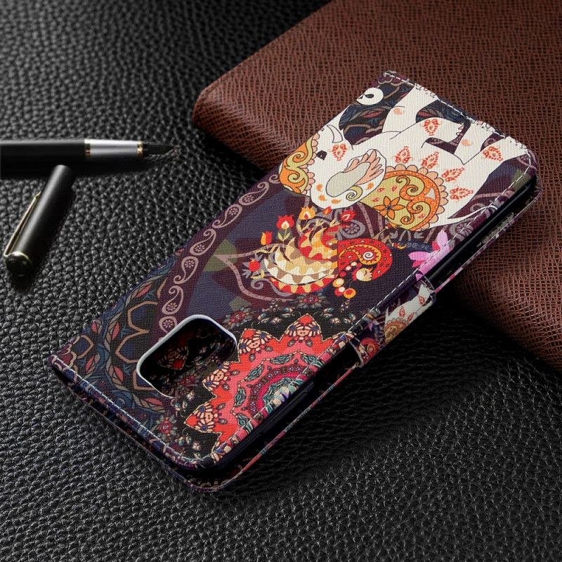 Flip Case Leren Xiaomi Redmi Note 9S / Note 9 Pro Indische Olifanten