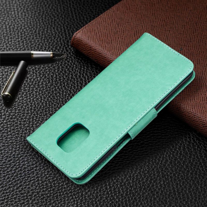 Flip Case Leren Xiaomi Redmi Note 9S / Note 9 Pro Magenta Grijs String Vlinders