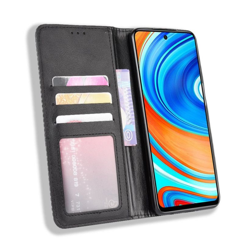 Folio-hoesje voor Xiaomi Redmi Note 9S / Note 9 Pro Rood Zwart Gestileerd Vintage Leereffect