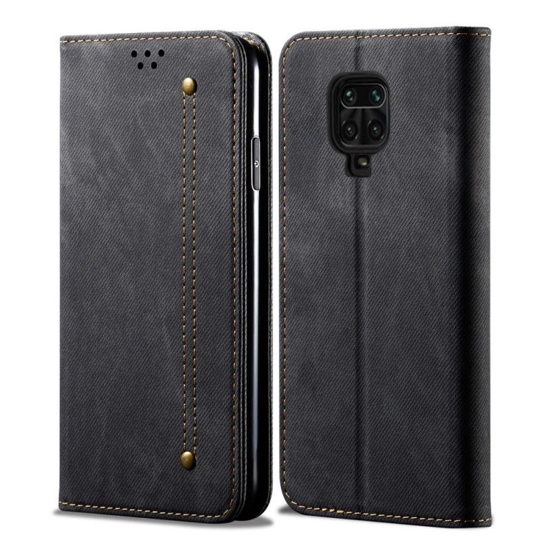 Folio-hoesje Xiaomi Redmi Note 9S / Note 9 Pro Donkerblauw Zwart Jeansstof