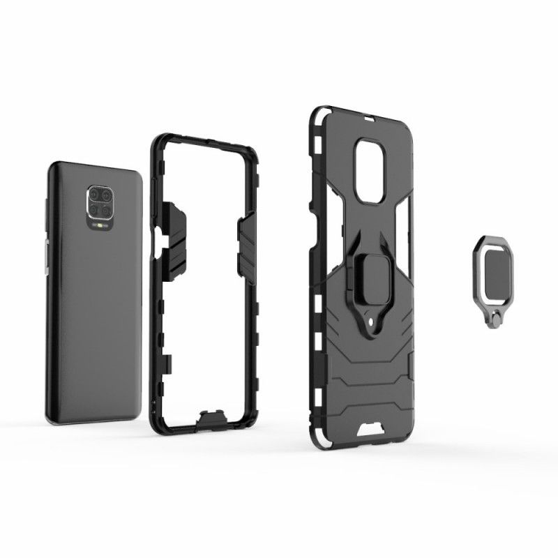 Hoesje Xiaomi Redmi Note 9S / Note 9 Pro Rood Zwart Resistente Ring