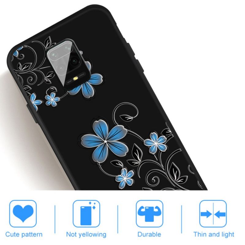 Hoesje Xiaomi Redmi Note 9S / Note 9 Pro Telefoonhoesje Blauwe Bloemen