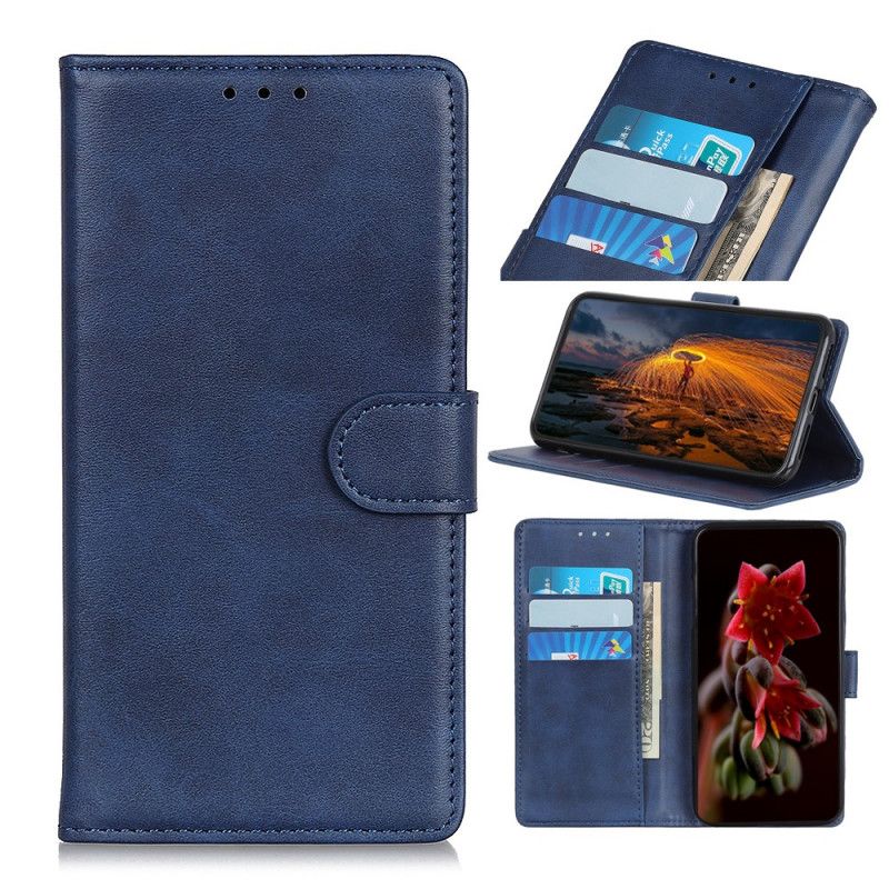 Leren Hoesje voor Xiaomi Redmi Note 9S / Note 9 Pro Donkerblauw Zwart Retro Mat Leereffect