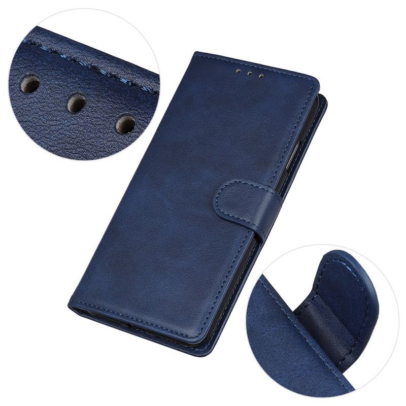 Leren Hoesje voor Xiaomi Redmi Note 9S / Note 9 Pro Donkerblauw Zwart Retro Mat Leereffect