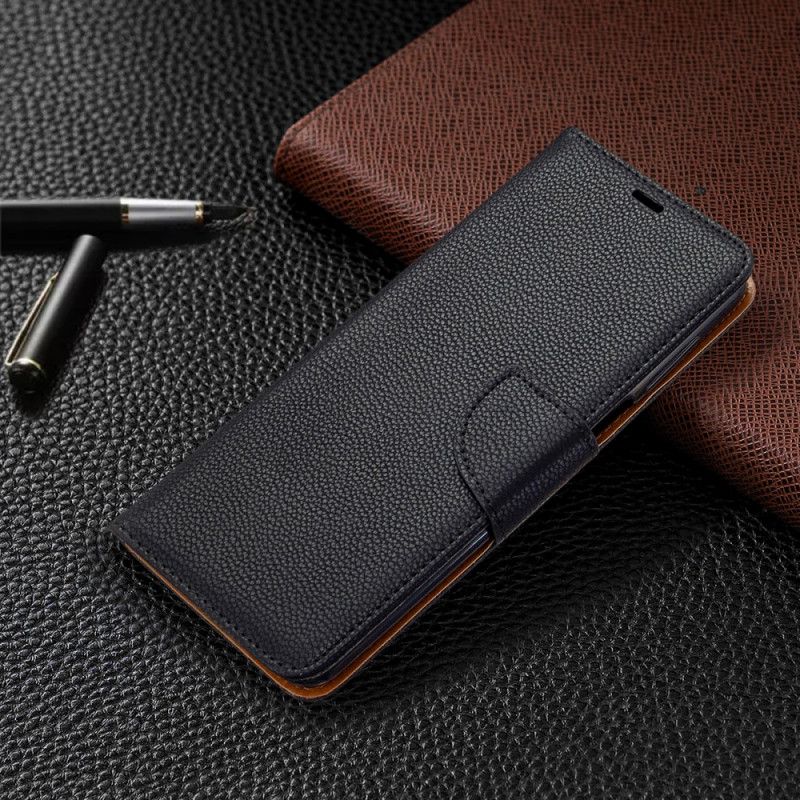 Leren Hoesje voor Xiaomi Redmi Note 9S / Note 9 Pro Grijs Zwart Lychee Leereffect