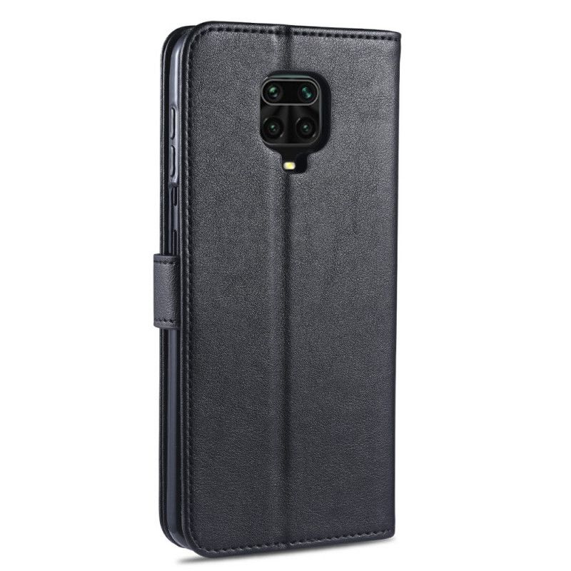 Leren Hoesje voor Xiaomi Redmi Note 9S / Note 9 Pro Rood Zwart Azns Kunstleer