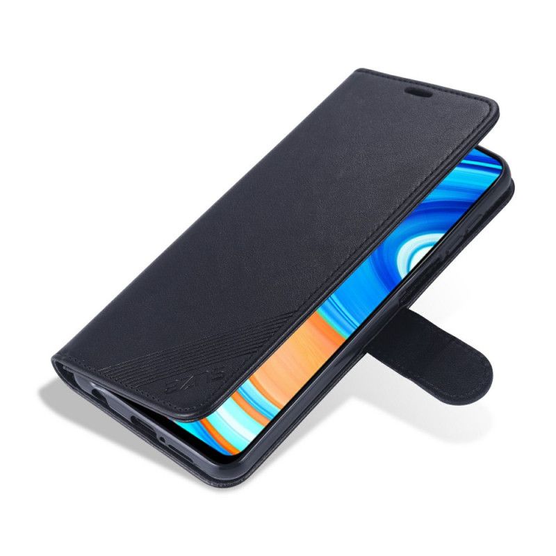 Leren Hoesje voor Xiaomi Redmi Note 9S / Note 9 Pro Rood Zwart Azns Kunstleer