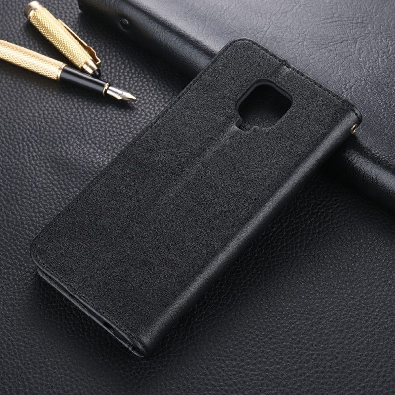 Leren Hoesje voor Xiaomi Redmi Note 9S / Note 9 Pro Rood Zwart Azns Kunstleer