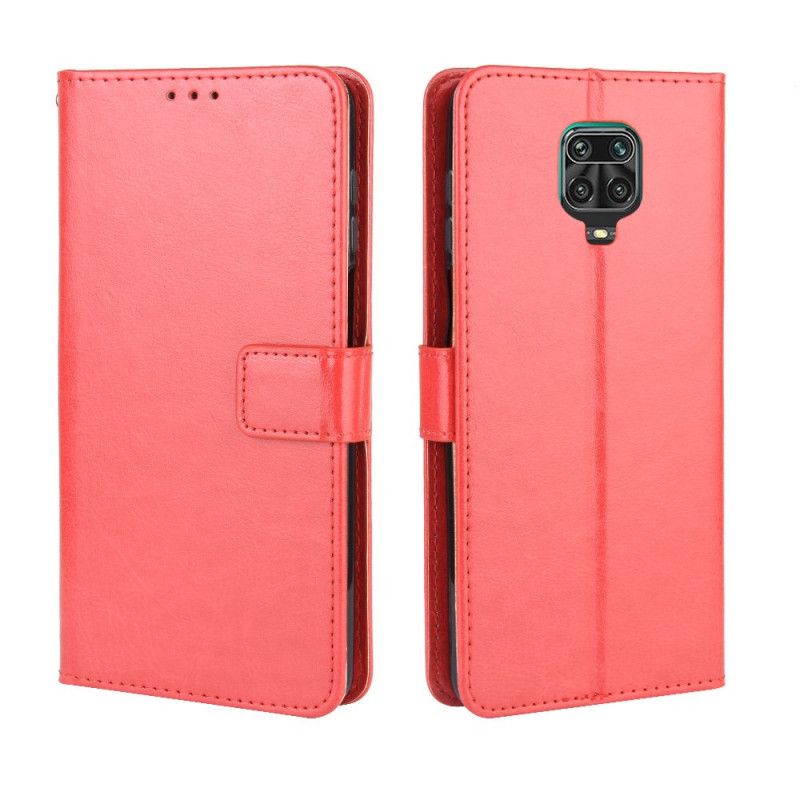 Leren Hoesje voor Xiaomi Redmi Note 9S / Note 9 Pro Rood Zwart Flitsend Kunstleer